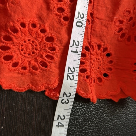 Kate Spade Eyelet Ruffle Top Geranium Orange Keyhole Back Sz L - Picture 12 of 12